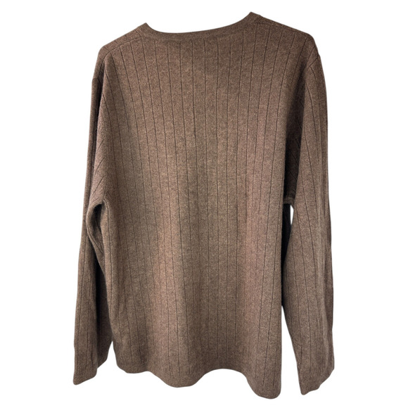 Apt. 9 Cashmere V-Neck Ribbed Sweater Brown Long Sleeve Pullover Men's Size XL - Picture 3 of 12